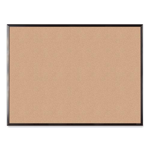 Cork Bulletin Board with Black Aluminum Frame, 47 x 35, Tan Surface. Picture 1