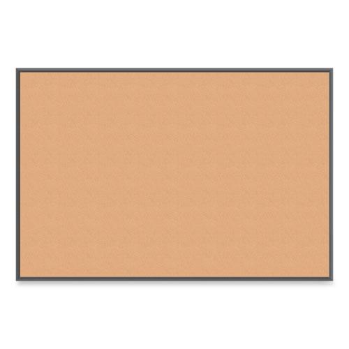 Cork Bulletin Board with Black Aluminum Frame, 70 x 47, Tan Surface. Picture 1