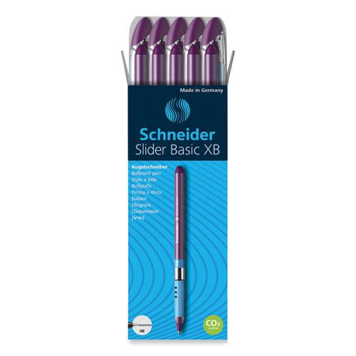 Slider Basic Ballpoint Pen, Stick, Extra-Bold 1.4 mm, Violet Ink, Violet Barrel, 10/Box. Picture 6