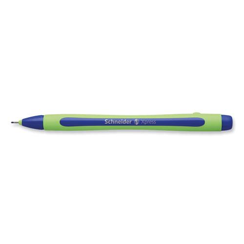 Xpress Fineliner Porous Point Pen, Stick, Medium 0.8 mm, Blue Ink, Blue/Green Barrel, 10/Box. Picture 5