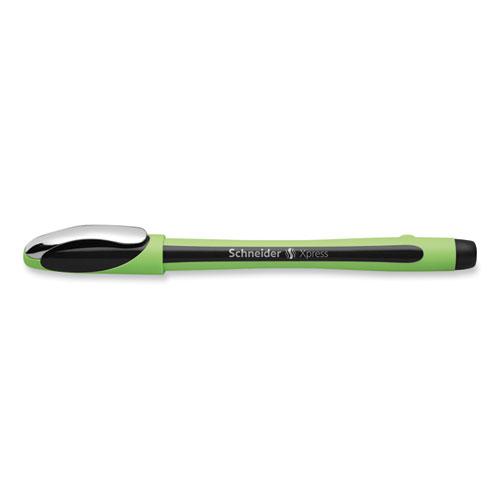 Xpress Fineliner Porous Point Pen, Stick, Medium 0.8 mm, Black Ink, Black/Green Barrel, 10/Box. Picture 3