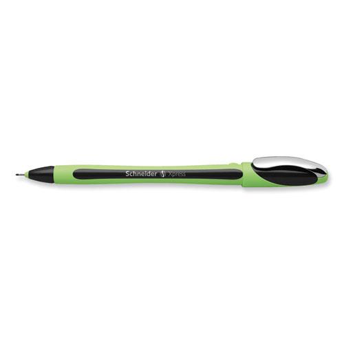 Xpress Fineliner Porous Point Pen, Stick, Medium 0.8 mm, Black Ink, Black/Green Barrel, 10/Box. Picture 6
