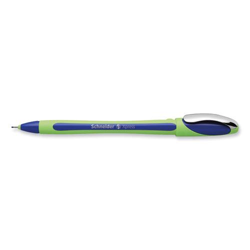 Xpress Fineliner Porous Point Pen, Stick, Medium 0.8 mm, Blue Ink, Blue/Green Barrel, 10/Box. Picture 6