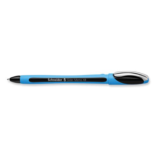 Slider Memo XB Ballpoint Pen, Stick, Extra-Bold 1.4 mm, Black Ink, Black/Light Blue Barrel, 10/Box. Picture 4