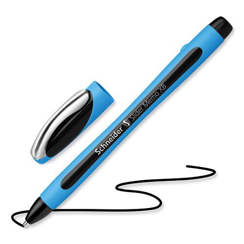 Slider Memo XB Ballpoint Pen, Stick, Extra-Bold 1.4 mm, Black Ink, Black/Light Blue Barrel, 10/Box. Picture 2