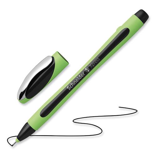 Xpress Fineliner Porous Point Pen, Stick, Medium 0.8 mm, Black Ink, Black/Green Barrel, 10/Box. Picture 2