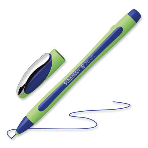 Xpress Fineliner Porous Point Pen, Stick, Medium 0.8 mm, Blue Ink, Blue/Green Barrel, 10/Box. Picture 2