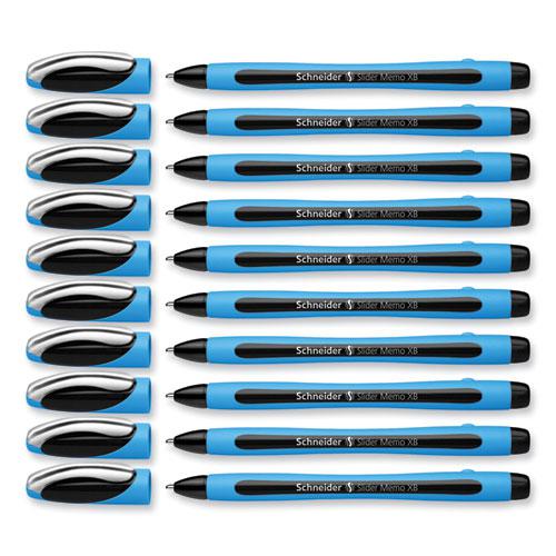 Slider Memo XB Ballpoint Pen, Stick, Extra-Bold 1.4 mm, Black Ink, Black/Light Blue Barrel, 10/Box. Picture 5