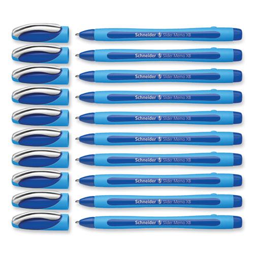 Slider Memo XB Ballpoint Pen, Stick, Extra-Bold 1.4 mm, Blue Ink, Blue/Light Blue Barrel, 10/Box. Picture 5