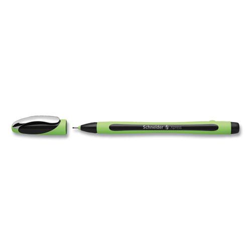 Xpress Fineliner Porous Point Pen, Stick, Medium 0.8 mm, Black Ink, Black/Green Barrel, 10/Box. Picture 4