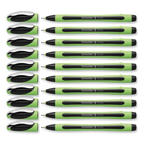 Xpress Fineliner Porous Point Pen, Stick, Medium 0.8 mm, Black Ink, Black/Green Barrel, 10/Box. Picture 7
