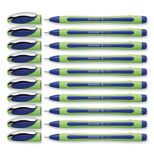 Xpress Fineliner Porous Point Pen, Stick, Medium 0.8 mm, Blue Ink, Blue/Green Barrel, 10/Box. Picture 7