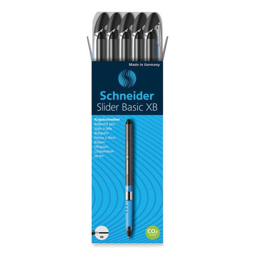 Slider Basic Ballpoint Pen, Stick, Extra-Bold 1.4 mm, Black Ink, Black Barrel, 10/Box. Picture 1