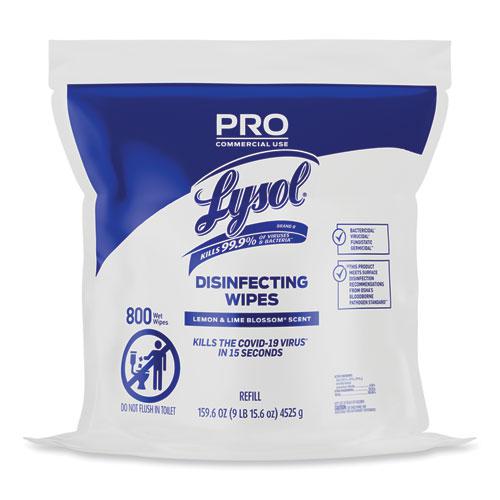 Professional Disinfecting Wipe Bucket Refill, 1-Ply, 6 x 8, Lemon and Lime Blossom, White, 800 Wipes/Bag, 2 Refill Bags/CT. Picture 1