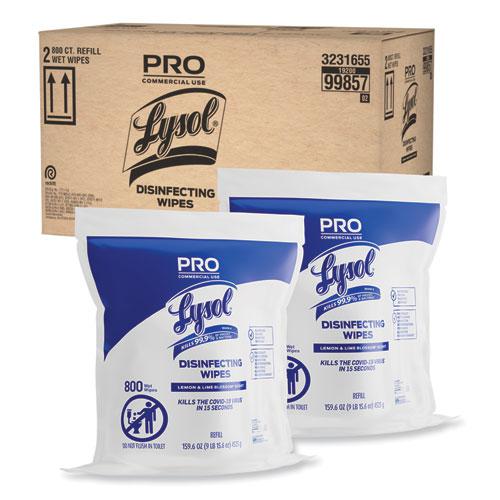 Professional Disinfecting Wipe Bucket Refill, 1-Ply, 6 x 8, Lemon and Lime Blossom, White, 800 Wipes/Bag, 2 Refill Bags/CT. Picture 2