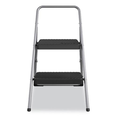 2-Step Folding Steel Step Stool, 200 lb Capacity, 28.13" Working Height, Cool Gray. Picture 2