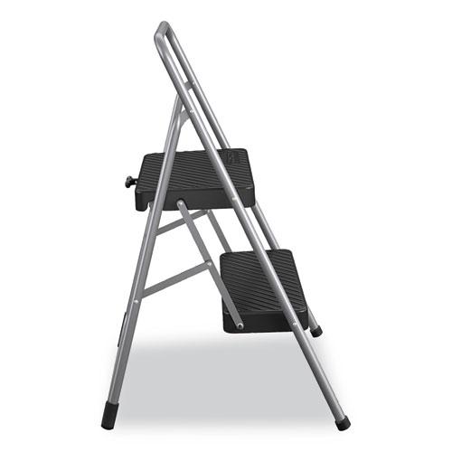 2-Step Folding Steel Step Stool, 200 lb Capacity, 28.13" Working Height, Cool Gray. Picture 4