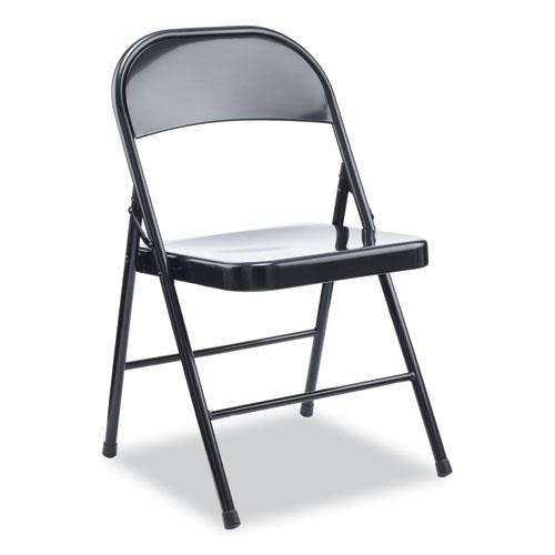 Armless Steel Folding Chair, Supports Up to 275 lb, Black Seat, Black Back, Black Base, 4/Carton. Picture 1