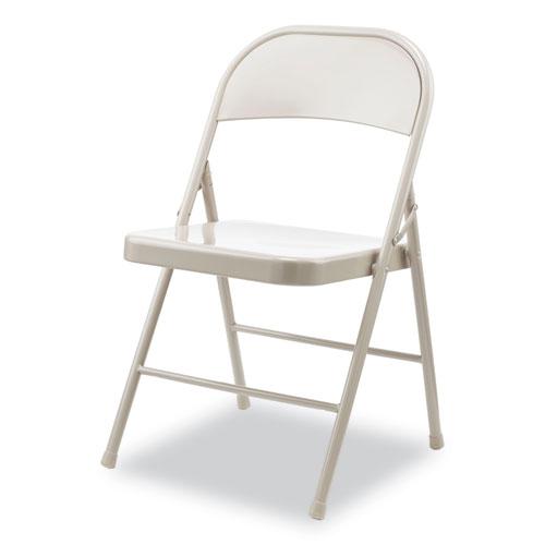 Armless Steel Folding Chair, Supports Up to 275 lb, Taupe Seat, Taupe Back, Taupe Base, 4/Carton. Picture 2