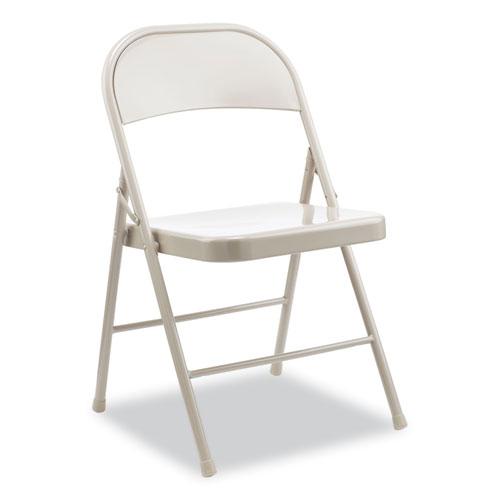Armless Steel Folding Chair, Supports Up to 275 lb, Taupe Seat, Taupe Back, Taupe Base, 4/Carton. Picture 1