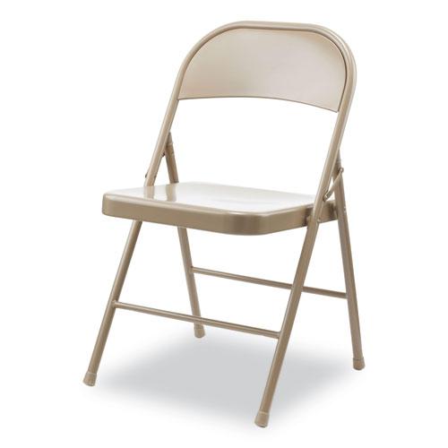 Armless Steel Folding Chair, Supports Up to 275 lb, Tan Seat, Tan Back, Tan Base, 4/Carton. Picture 2