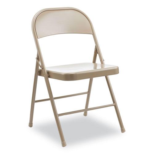 Armless Steel Folding Chair, Supports Up to 275 lb, Tan Seat, Tan Back, Tan Base, 4/Carton. Picture 1