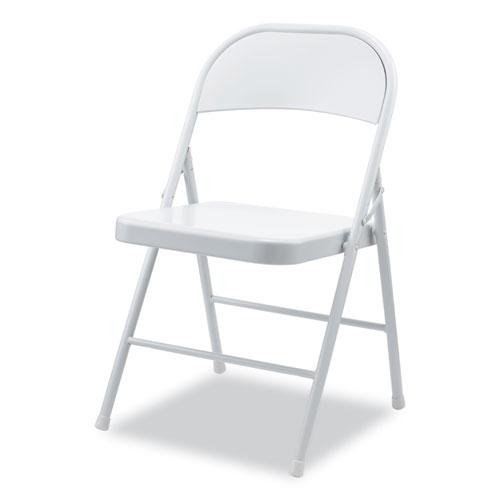 Armless Steel Folding Chair, Supports Up to 275 lb, Gray Seat, Gray Back, Gray Base, 4/Carton. Picture 2