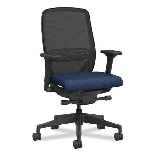 Nucleus Series Recharge Task Chair, Up to 300lb, 16.63" to 21.13" Seat Ht, Navy Seat, Black Back/Base. Picture 1