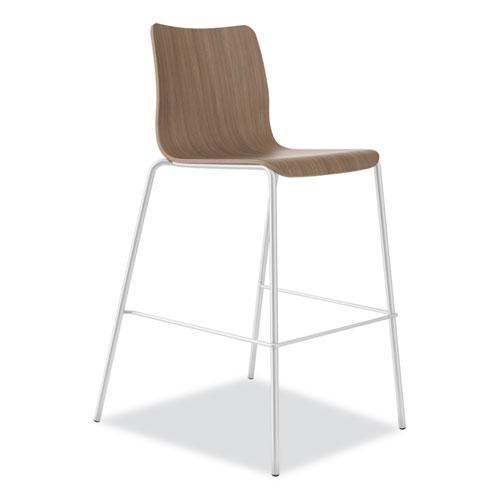 Ruck Laminate Task Stool, Supports up to 300 lb, 30" Seat Height, Pinnacle Seat/Base, Silver Frame. Picture 1