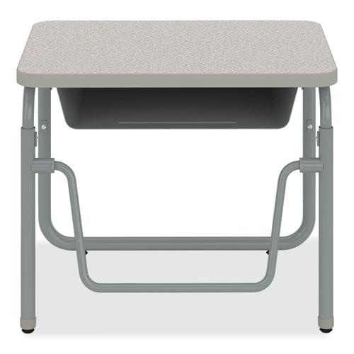 AlphaBetter 2.0 Height-Adjustable Student Desk with Pendulum Bar, 27.75" x 19.75" x 22" to 30", Pebble Gray. Picture 2