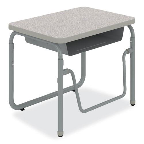AlphaBetter 2.0 Height-Adjustable Student Desk with Pendulum Bar, 27.75" x 19.75" x 22" to 30", Pebble Gray. Picture 3