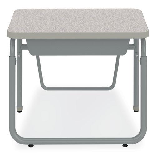 AlphaBetter 2.0 Height-Adjustable Student Desk with Pendulum Bar, 27.75" x 19.75" x 22" to 30", Pebble Gray. Picture 5