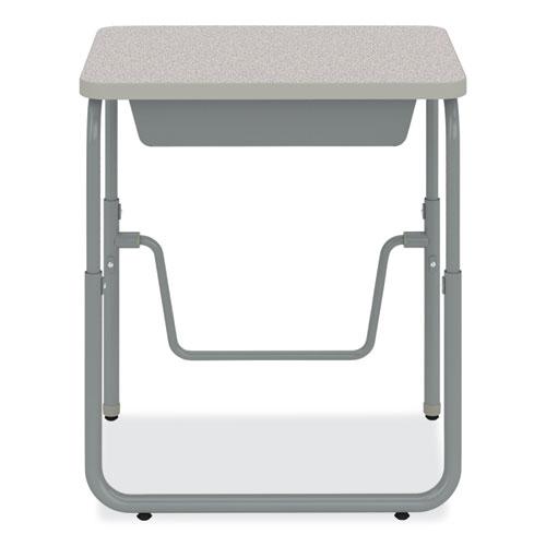 AlphaBetter 2.0 Height-Adjustable Student Desk with Pendulum Bar, 27.75" x 19.75" x 22" to 30", Pebble Gray. Picture 6