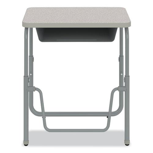 AlphaBetter 2.0 Height-Adjustable Student Desk with Pendulum Bar, 27.75" x 19.75" x 22" to 30", Pebble Gray. Picture 7