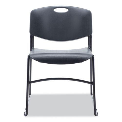 Alera Resin Stacking Chair, Supports Up to 275 lb, 18.50" Seat Height, Black Seat, Black Back, Black Base, 4/Carton. Picture 2