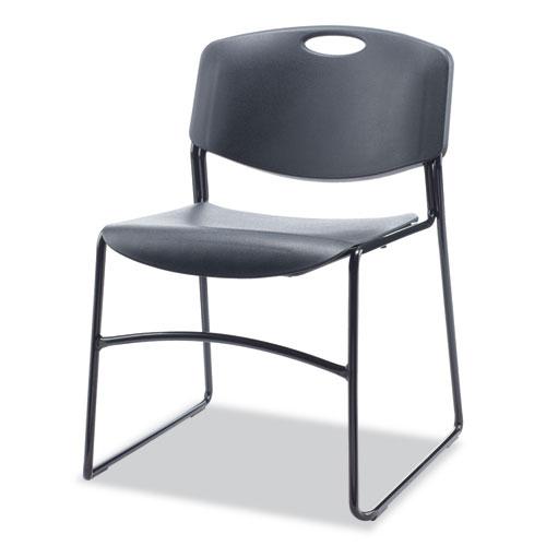 Alera Resin Stacking Chair, Supports Up to 275 lb, 18.50" Seat Height, Black Seat, Black Back, Black Base, 4/Carton. Picture 3