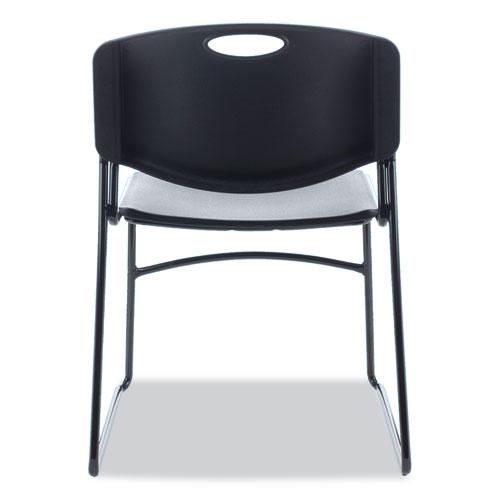 Alera Resin Stacking Chair, Supports Up to 275 lb, 18.50" Seat Height, Black Seat, Black Back, Black Base, 4/Carton. Picture 4