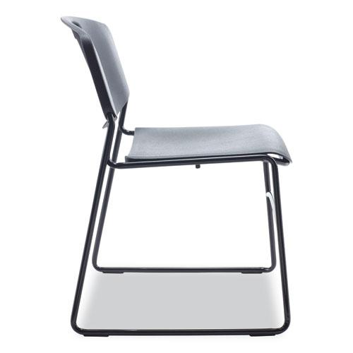 Alera Resin Stacking Chair, Supports Up to 275 lb, 18.50" Seat Height, Black Seat, Black Back, Black Base, 4/Carton. Picture 5