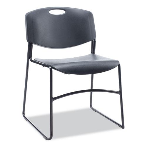 Alera Resin Stacking Chair, Supports Up to 275 lb, 18.50" Seat Height, Black Seat, Black Back, Black Base, 4/Carton. Picture 1
