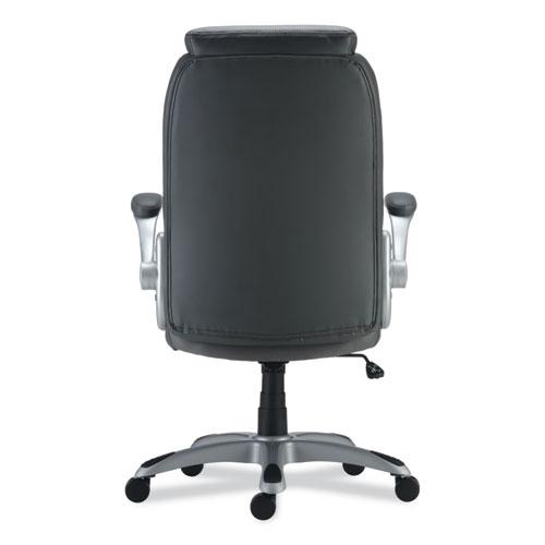 Alera Leithen Bonded Leather Midback Chair, Supports Up to 275 lb, Gray Seat/Back, Silver Base. Picture 5