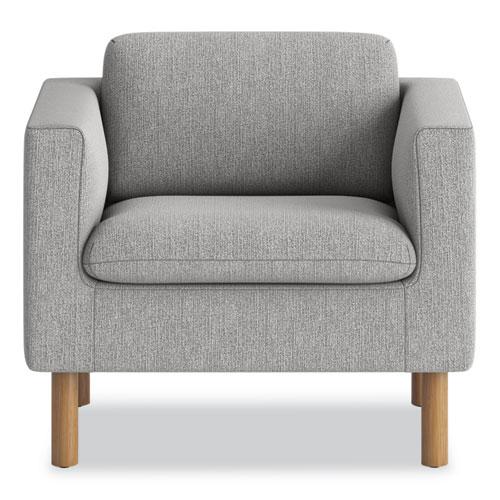 Parkwyn Series Club Chair, 33" x 26.75" x 29", Gray Seat, Gray Back, Oak Base. Picture 2