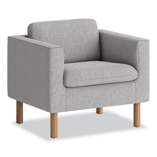 Parkwyn Series Club Chair, 33" x 26.75" x 29", Gray Seat, Gray Back, Oak Base. Picture 1