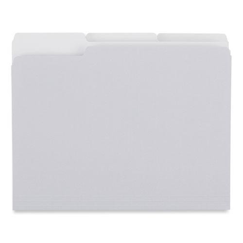 Top Tab File Folders, 1/3-Cut Tabs: Assorted, Letter Size, 0.75" Expansion, Gray, 100/Box. Picture 5