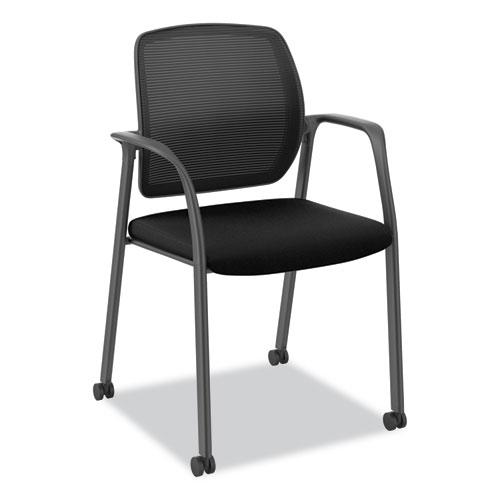 Nucleus Series Recharge Guest Chair, Supports Up to 300 lb, 17.62" Seat Height, Black Seat/Back, Black Base. Picture 1