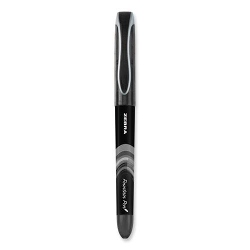 Fountain Pen, Fine 0.6 mm, Black Ink, Black/Gray Barrel, 12/Pack. Picture 2