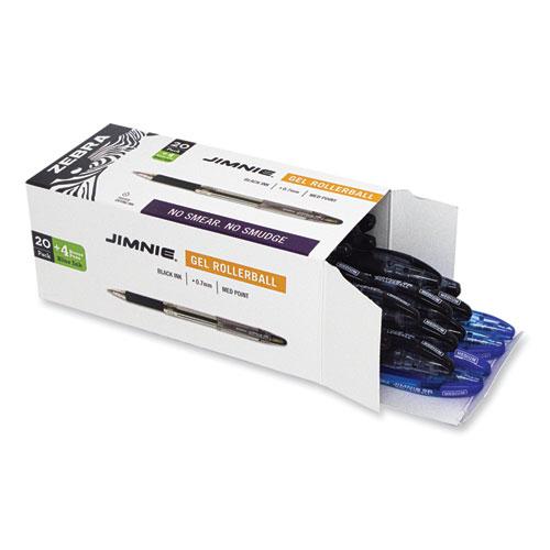 Jimnie Gel Pen Value Pack, Stick, Medium 0.7 mm, Black Ink, Clear/Black Barrel, 24/Box. Picture 3
