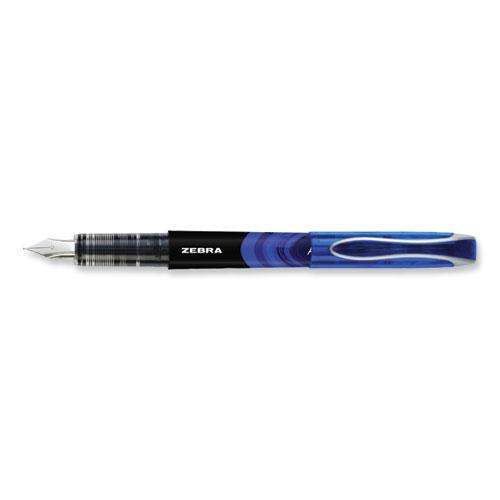 Fountain Pen, Fine 0.6 mm, Blue Ink, Black/Blue Barrel, 12/Pack. Picture 3