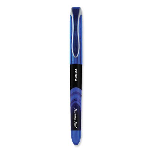 Fountain Pen, Fine 0.6 mm, Blue Ink, Black/Blue Barrel, 12/Pack. Picture 2