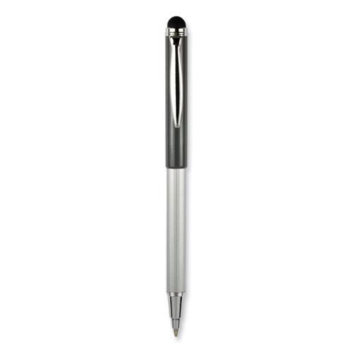 StylusPen Telescopic Ballpoint Pen/Stylus, Retractable, Medium 1 mm, Black Ink, Blue/Gray Barrel, 2/Pack. Picture 3