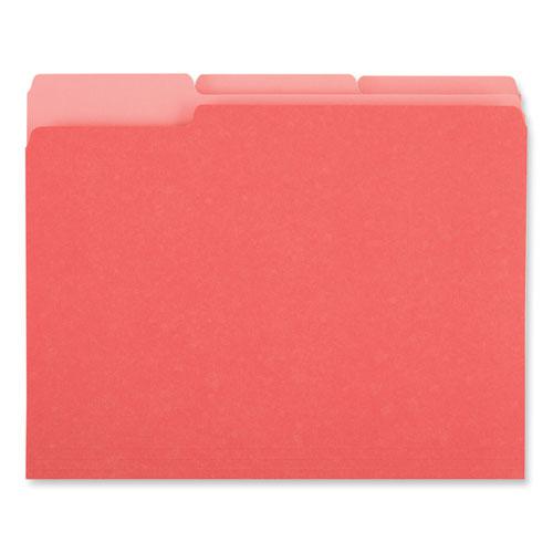 Deluxe Colored Top Tab File Folders, 1/3-Cut Tabs: Assorted, Letter Size, Red/Light Red, 100/Box. Picture 3
